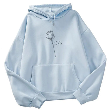 Simple Rose Outline Lightweight Women's Hoodie: Casual Everyday Floral Ladies Hoodie Hooded Sweatshirt from NSE Imports #2.